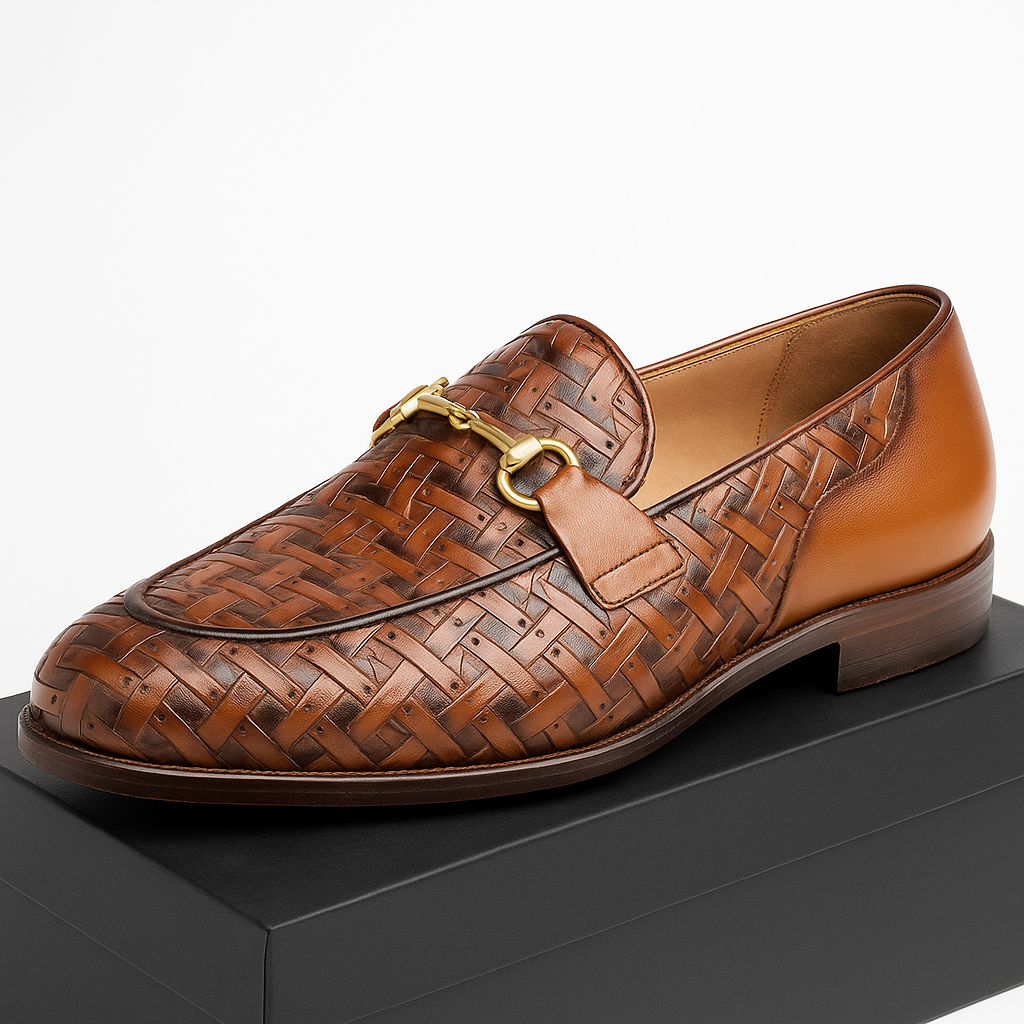 Woven Leather Loafers – Classic Cut Design
