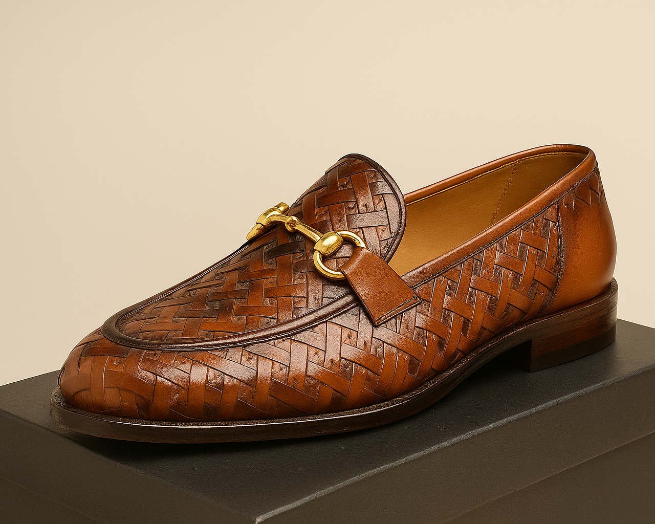 Woven Leather Loafers – Classic Cut Design