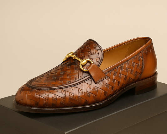 Woven Leather Loafers – Classic Cut Design