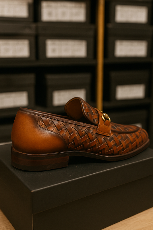 Woven Leather Loafers – Classic Cut Design