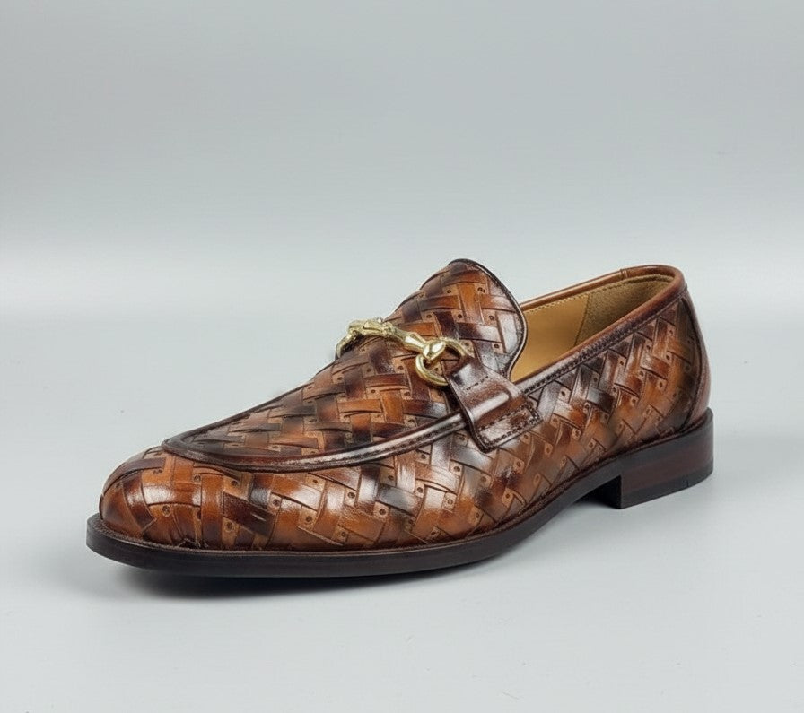 Woven Leather Loafers – Classic Cut Design