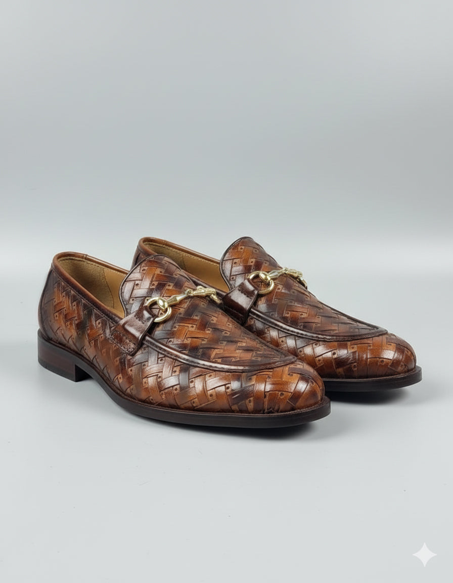 Woven Leather Loafers – Classic Cut Design